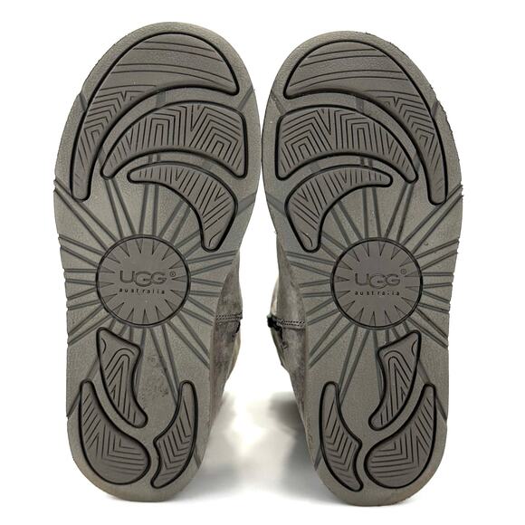 UGG Australia Gray Short Winter Boot Sz 6 Suede Wool Cold Weather Flat Mid-Calf - Picture 8 of 12